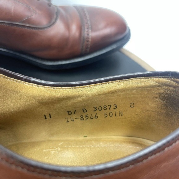 JOHNSTON‎ & MURPHY Flynch Cap Toe Calfskin Dress Shoes Brown Italy Men 11.5
